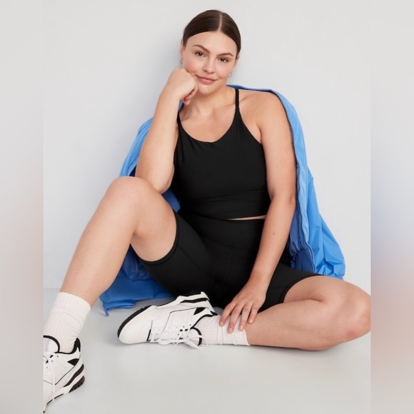 NWT! Old Navy Black Light Support PowerSoft Longline Sports Bra Cropped Tank 🤎 - Picture 4 of 12